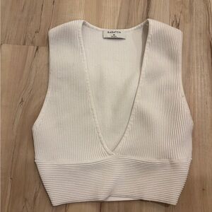 Babaton Women's White Knit Crop Top